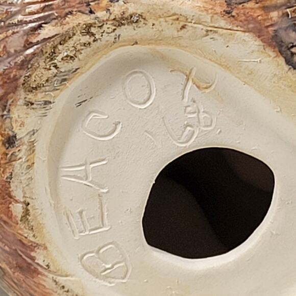 Vintage 1968 Monkey Sculpture 6" Brown Signed Beacox Ceramic Figurine Statue - Picture 2 of 16